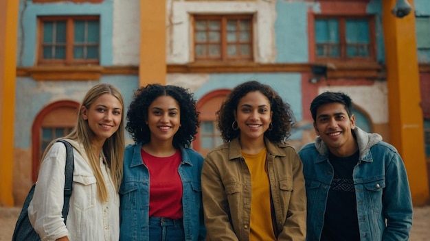 A group of people posing for a photo with the word the on it