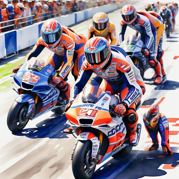 Photo a group of people racing on a track with a motorcycle