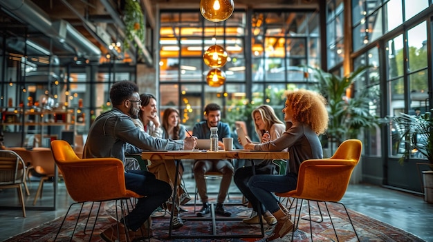 a group of people sit around a table with one of them has a drink in it