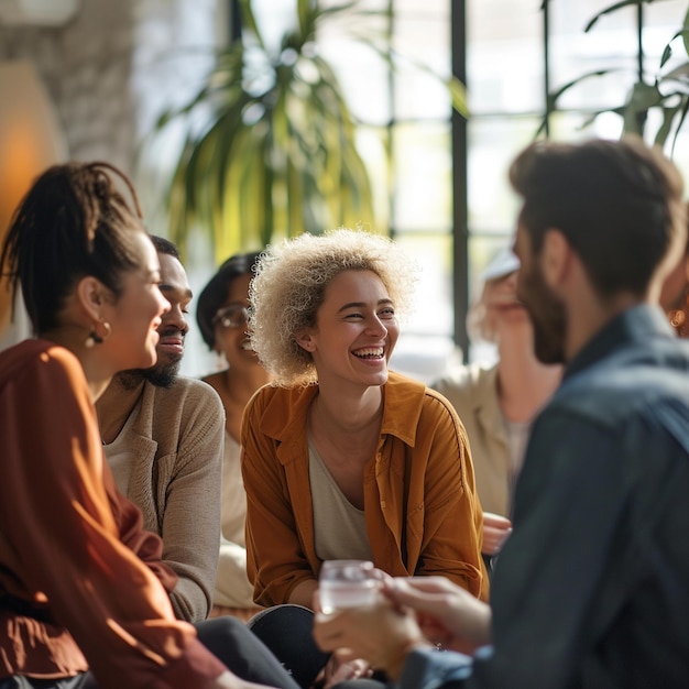 Photo a group of people sit on a couch and talk