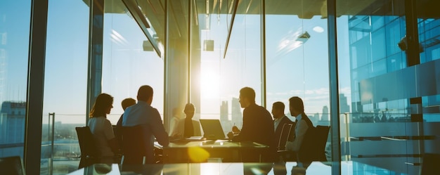 Group of People Sitting Around a Conference Table