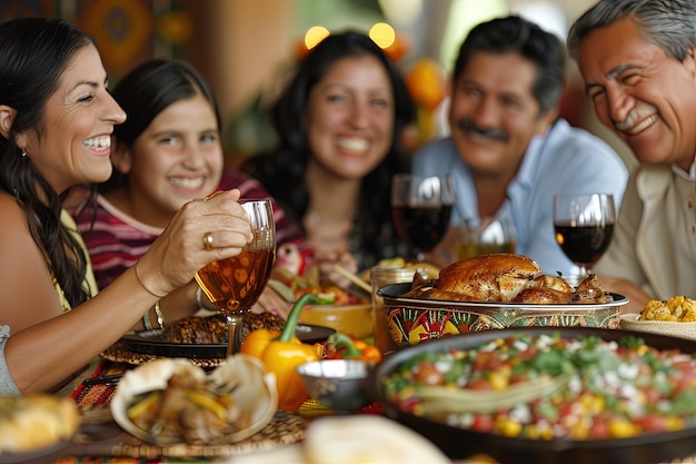 A group of people sitting around a dinner table