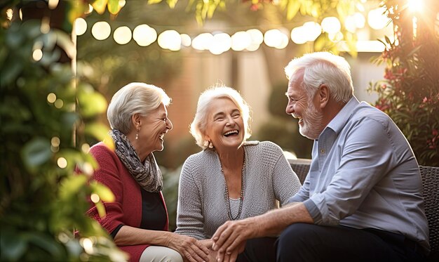 A group of people sitting around a table talking