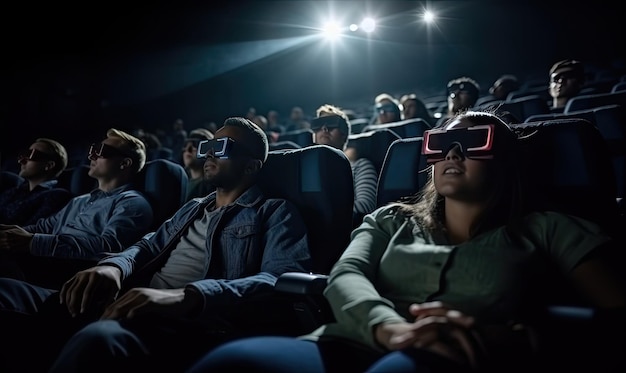 A group of people sitting in a movie theater