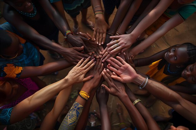 Group People Stack Hands Circle