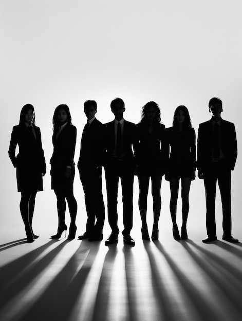 a group of people stand in a line with one of them wearing a suit