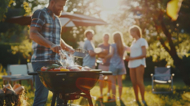 Group of People Standing Around a BBQ Grill