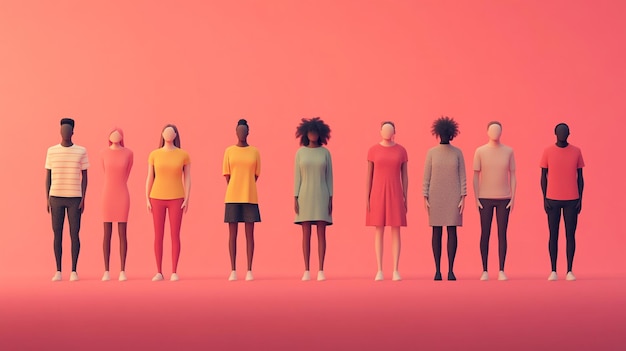 Photo a group of people standing in front of a red background