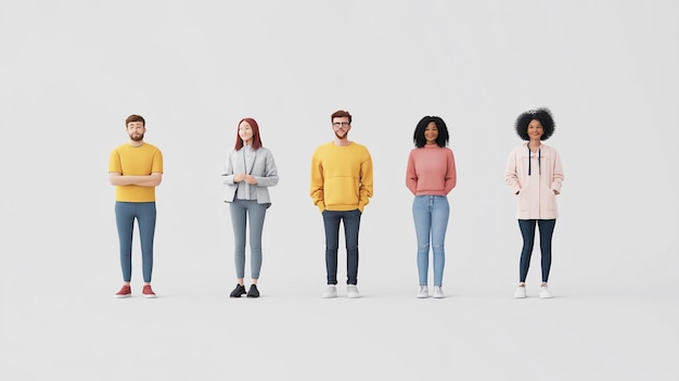 Photo a group of people standing in front of a white background