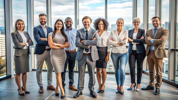 a group of people standing in front of a window with the word quot on it quot