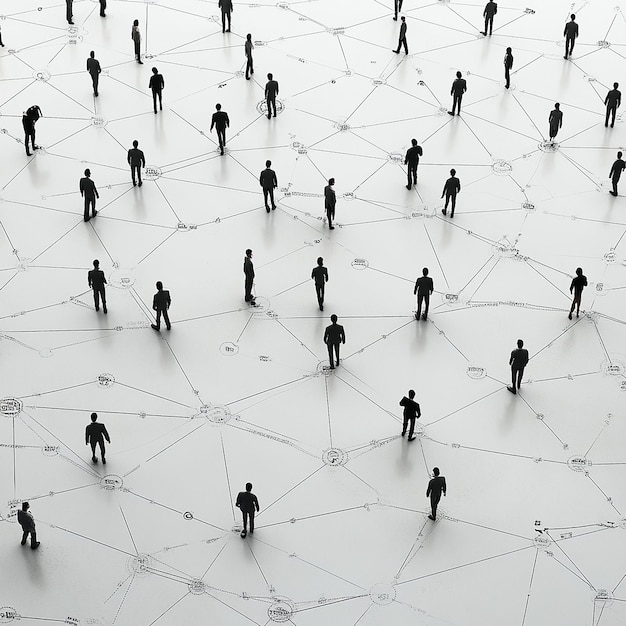 Photo a group of people standing in a large white space with the words quot x quot on the bottom