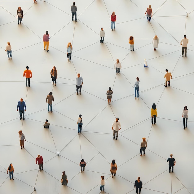 Photo a group of people standing in a room with one holding a string