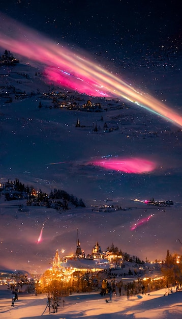 Group of people standing on top of a snow covered slope generative ai