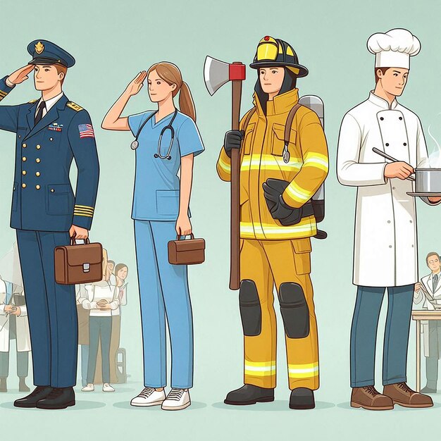 Photo a group of people in uniform with one of them wearing a uniform that says quot fireman quot