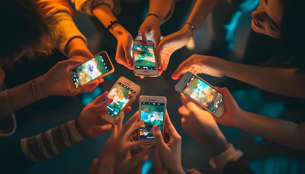 Group of People Viewing Images on Their Smartphones