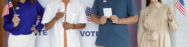 Group of people voting together