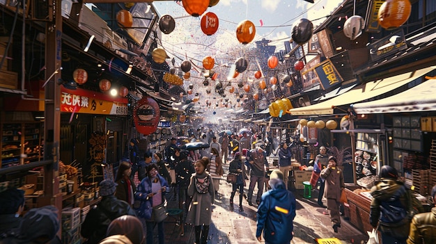 a group of people walking in a street with a sign that says quot do not enter quot