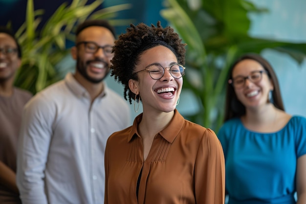 A group of people wearing glasses and smiling Generative AI