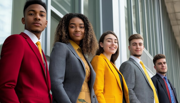 Photo a group of people wearing suits and one has a yellow shirt that says quot im a girl quot