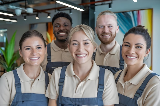 Photo a group of people wearing uniforms that say  were all smiling