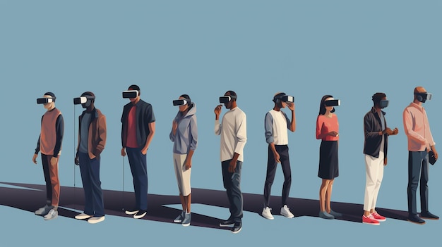 Photo a group of people wearing virtual reality glasses look at the camera