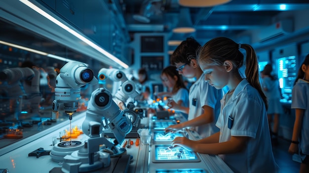 a group of people in white uniforms are working on a machine