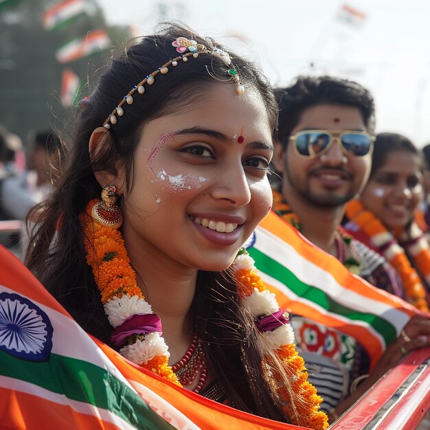 a group of people with the colors of the flag on their faces