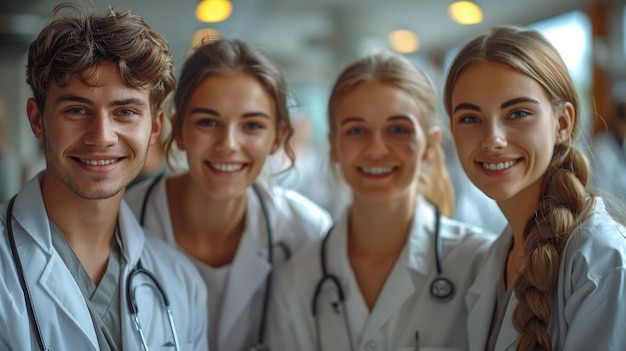 a group of people with a doctor and a boy in white uniform