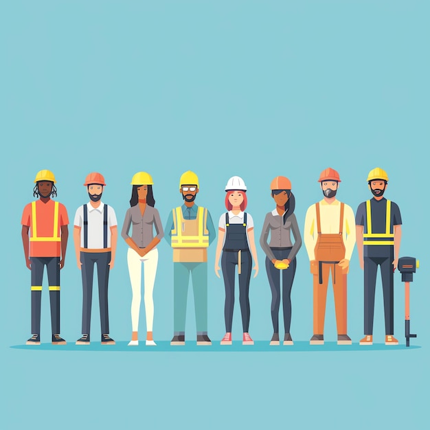 Photo a group of people with hard hats and helmets