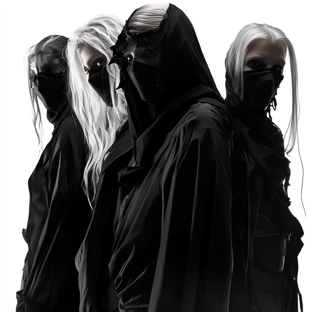 Photo a group of people with long hair and a black hoodie