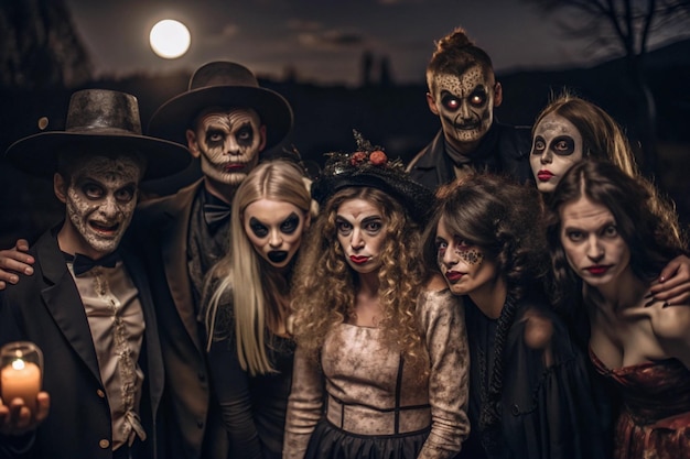 a group of people with makeup and masks on their faces