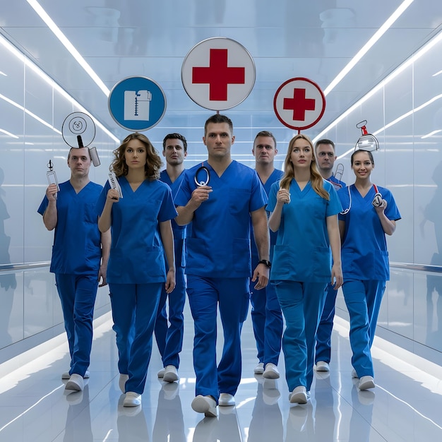 a group of people with the red cross on their backs