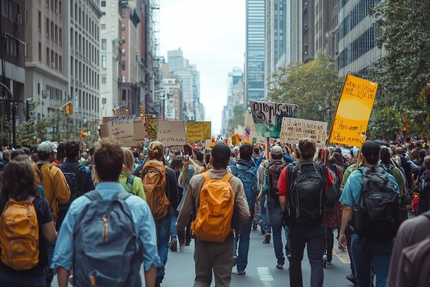 Photo a group of people with signs that saythe word quot on them