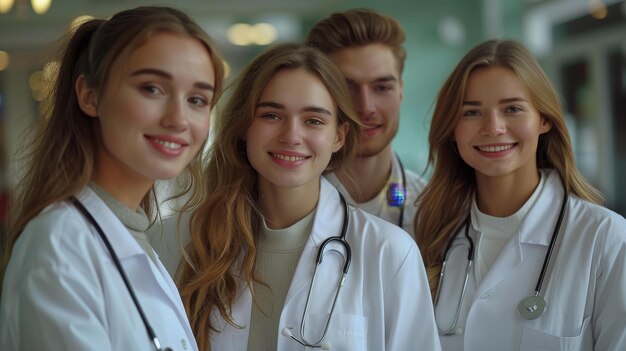 a group of people with a stethoscope on their neck