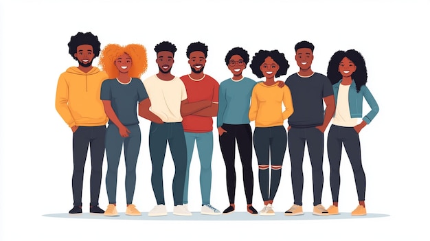 group of people with their arms around each other Black peoples character illustration of isolated