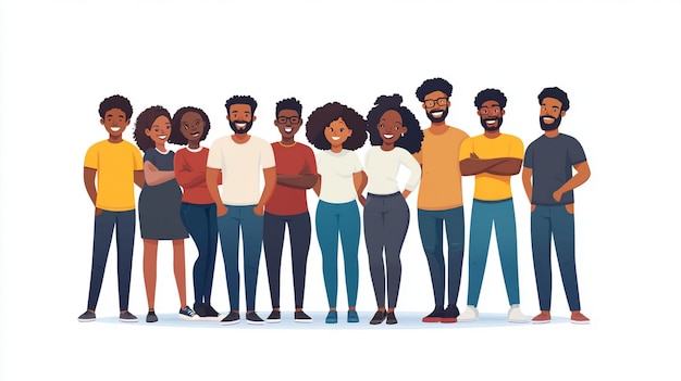 Photo group of people with their arms around each other black peoples character illustration of isolated