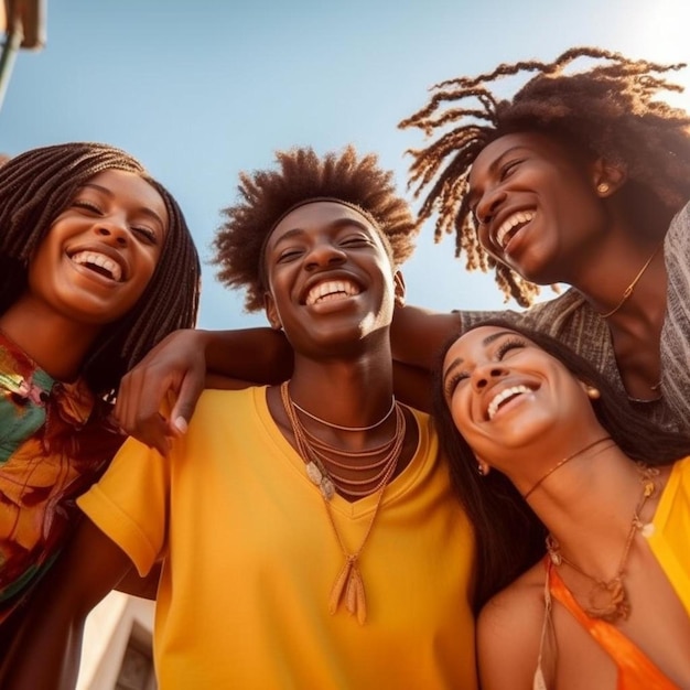 A group of people with their arms around each other.