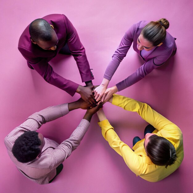 Photo a group of people with their hands together in a circle