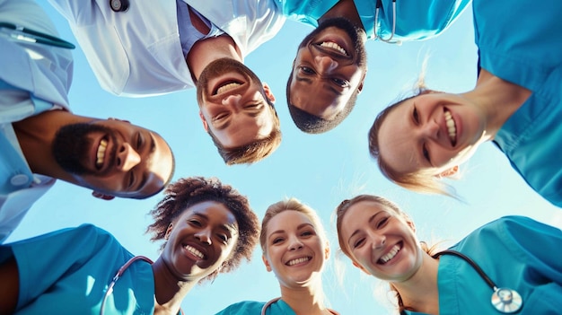 Photo a group of people with their heads together in a circle