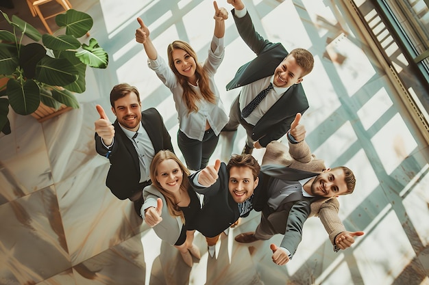 Photo a group of people with thumbs up in the air