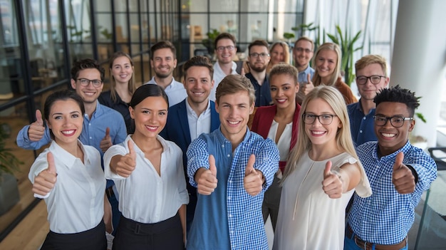 a group of people with thumbs up and the word  thumbs up