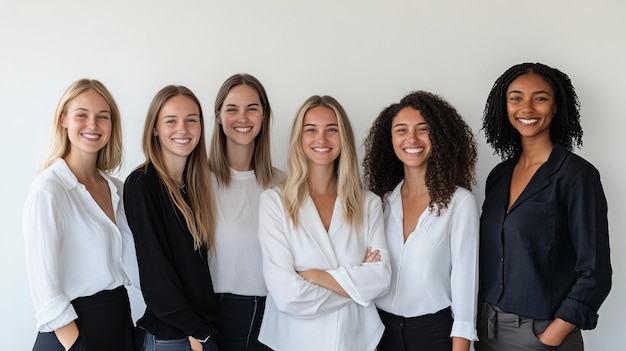 a group of people with white shirts and black shirts are posing for a photo