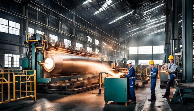 A group of people working in a factory image