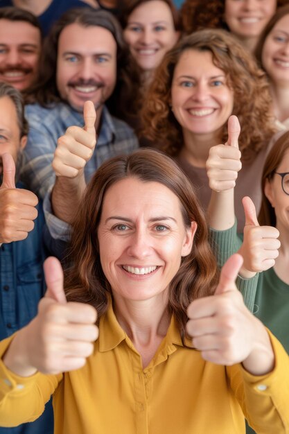 Group Photo of Employees with Thumbs Up Celebrating Employee Appreciation Day Reflecting Positive