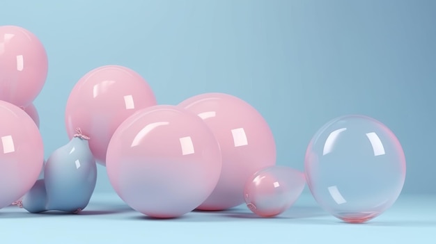 A group of pink balls with one that says'pink'on it