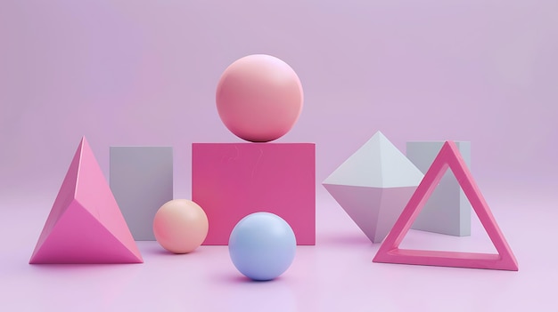 a group of pink and blue balls on a pink background