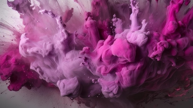 A group of pink and purple smokes on a black background Generative ai