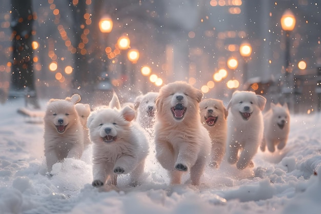 a group of polar bears in the snow