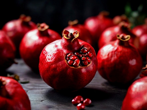 a group of pomegranates with the number 2 on them