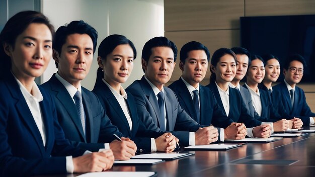 Group portrait of asian business people